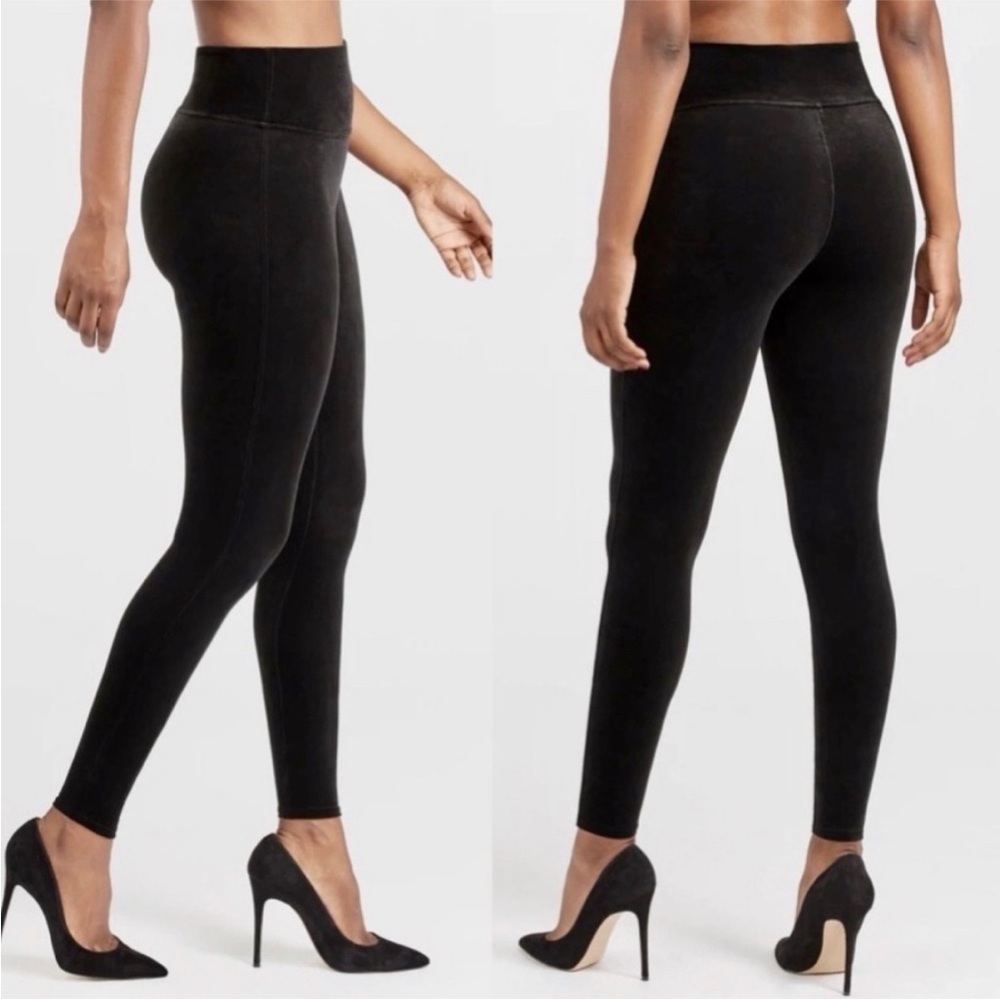 NEW SPANX Velvet/Velour High Rise Leggings Black Size XL